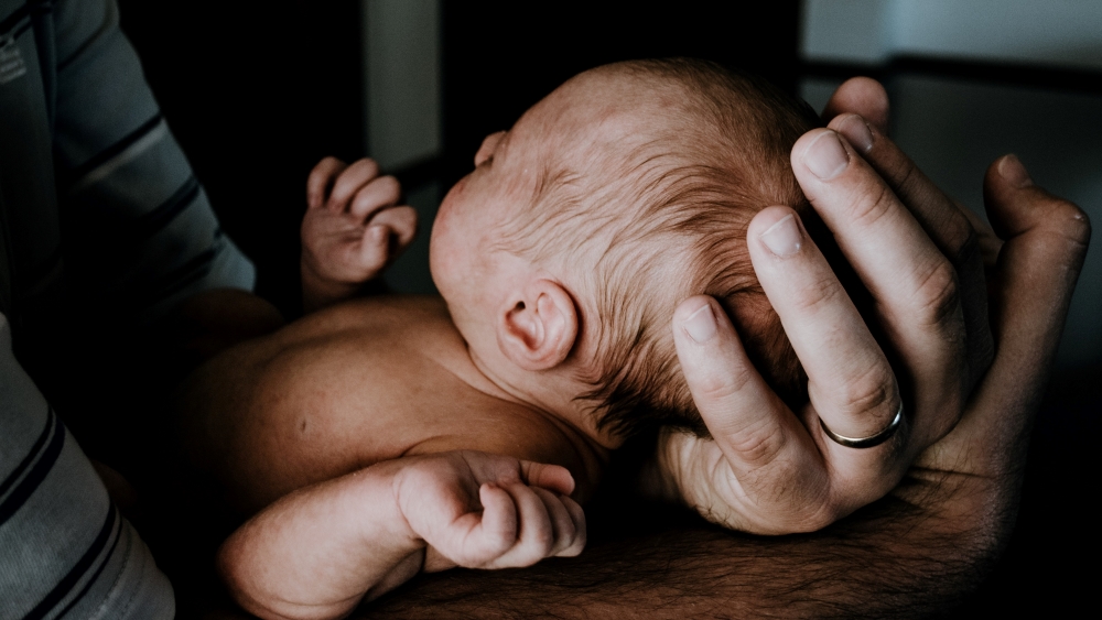 Hands holding a newborn baby