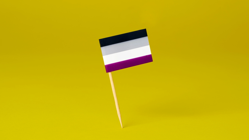 Asexual flag on yellow background