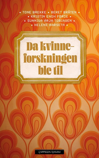 Forside av bok, 70-talls tapetmønster, orange
